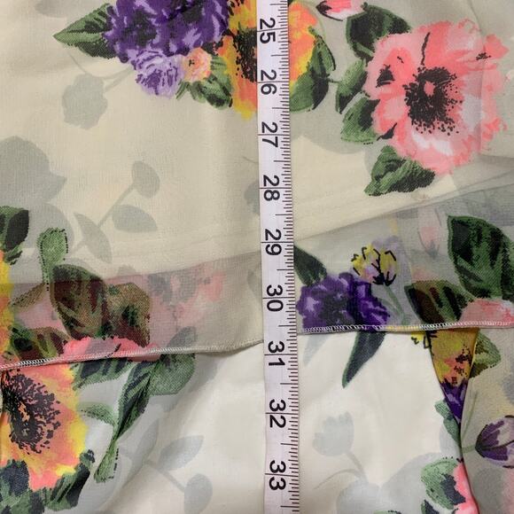 LOVE CHELSEY Sleeveless Beige Colorful Floral High Low Mini Dress Small - Picture 6 of 7